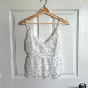 A&F White Lace Peplum Cami, XS